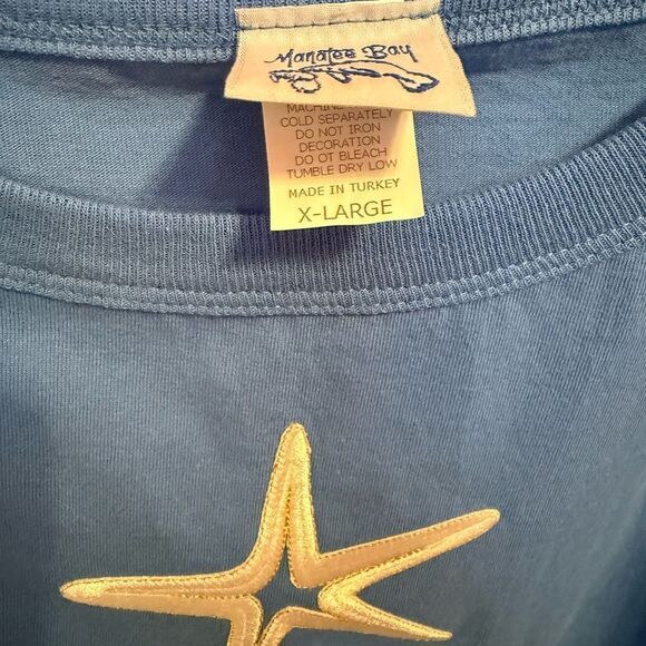 Manatee Bay X-Large Ladies Blue Sleeveless Top with Starfish Design - Excellent - Picture 6 of 7